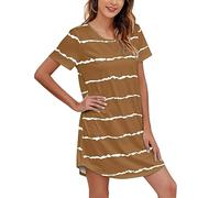 Générique 2026 Robe de Nuit Confortable à Manches Courtes pour Femme en Coton Doux idéale pour Dormir ou détendre à la Maison avec Une Coupe légère et Fluide (Pajamas B2-Gold, XL)