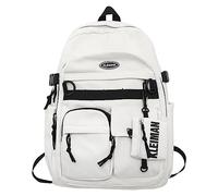 Générique 2026 Sac à bandoulière version coréenne du nouveau sac à dos décontracté de grande capacité pour hommes et femmes avec le même paragraphe Cartable pour élèves du cycle du (White, One Size)