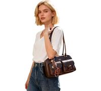 Générique 2026 Sac bandoulière en cuir avec poignée supérieure, fermeture éclair, multiples poches, épaule, idéal du matin soir, résistant, léger, spacieux et bien organisé. (Coffee, One Size)