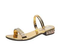 Générique 2026 Sandale Femme Ete Chic Et Confortable Sandales Strass Nu Pieds Grande Taille Chic Et Elegante Claquette Talon Carré Sandales Bride Cheville Sandale Claquette Femme Été Paillette