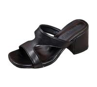 Générique 2026 Sandales à bout ouvert en cuir pour femmes, style minimaliste, confortables, à talons hauts