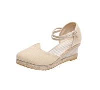 Générique 2026 Sandales Femme Bout Fermé Lin tressé Chaussures de Marche Randonnée Femmes eté Mode Sandale de Maison Confort Anti-Dérapant Claquettes Confortable Rome Sandale Orthopediques