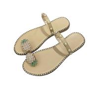 Générique 2026 Sandales pour femmes avec perle d'ananas adaptées à un usage quotidien Conception à talon plat parfaite pour les tenues d'été comme les robes et les pantalons