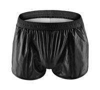 Générique 2026 Short d'été pour Hommes, matière Brillante, Ample, Confortable, Couleur Unie, décontracté, Populaire (Black, XXL)