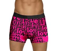 Générique 2026 sous-vêtements imprimés pour Hommes, Style Bulle Rouge, Short spécial Rose, Taille Moyenne, pour la Saint-Valentin (L)