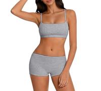 Générique 2026 Soutien-Gorge et Culotte sans Coutures Ensemble Activité Physique Confort Respirant pour Yoga et Loisirs - Brassière Sport légère et Shorty Doux (Grey, S)