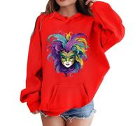 Générique 2026 Sweat à capuche manches longues pour filles garçons doux graphique enfant pulls mignons vêtements filles garçonne hoodie confortable coton quotidien tenue décontractée chaude (Red, 110)