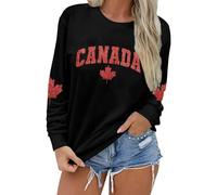 Générique 2026 Sweat à Capuche Tendance pour Femme, Haut à col Rond et imprimé Lettres, pour l'automne et l'hiver (Black, S)