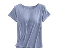 Générique 2026 T-Shirt à Manches Courtes avec Coussin de Poitrine, Soutien-Gorge, Bonnet, Gilet, Pyjama (Blue, XXXL)