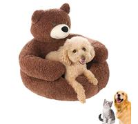 Générique 2026 Teddy Bear Dog Bed with Arms - Plush Cuddler for Small Dog & Cat, Large Cute Soft Warm Non-Slip Plush Cuddle Bear Pet Bed Detachable for Autumn and Winter Season (Brown,M-18.1in(46cm))