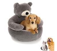 Générique 2026 Teddy Bear Dog Bed with Arms - Plush Cuddler for Small Dog & Cat, Large Cute Soft Warm Non-Slip Plush Cuddle Bear Pet Bed Detachable for Autumn and Winter Season (Grey,XL-30.3in(77cm))