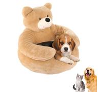 Générique 2026 Teddy Bear Dog Bed with Arms - Plush Cuddler for Small Dog & Cat, Large Cute Soft Warm Non-Slip Plush Cuddle Bear Pet Bed Detachable for Autumn and Winter Season (Beige,L-21.6in(55cm))