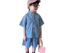 Générique 2026 Tenue décontractée pour garçon Veste en Jean Short Assorti Ensemble coordonné Enfant frère Style Estival Confortable Mode (Blue1, 2-3 Years)