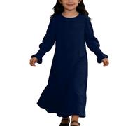 Générique 2026 Thobe Musulmane Marocaine Caftan Enfant Robe Priere Garçon Vêtements Jubba Djellaba Garçons Abaya Dubai Luxe Classique Dashiki Chemise Longue Manches Courtes (Bleu foncé,3-4 Ans)