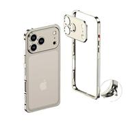 Générique 2026 Ultra-Thin Metal Frame Heat Dissipation Case with Lens Protector for iPhone 17 Pro Max, Case-Metal Texture for iPhone 17 Air (Titanium,for iPhone 17 Pro Max)