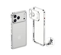 Générique 2026 Ultra-Thin Metal Frame Heat Dissipation Case with Lens Protector for iPhone 17 Pro Max, Case-Metal Texture for iPhone 17 Air (Sliver,for iPhone 17 Pro Max)