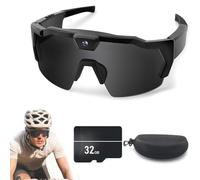 Générique 2026 Upgrade 4K HD Video Camera Baseball Glasses with - 32/64 Memory Smart Recording Sunglasses, Bluetooth Audio & Phone Connect, Non-Slip Silicone for Action Sports (Black-B,32GB)
