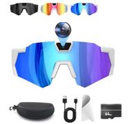 Générique 2026 Upgrade 4K HD Video Camera Baseball Glasses with - 32/64 Memory Smart Recording Sunglasses, Bluetooth Audio & Phone Connect, Non-Slip Silicone for Action Sports (Blue,64GB)