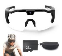 Générique 2026 Upgrade 4K HD Video Camera Baseball Glasses with - 32/64 Memory Smart Recording Sunglasses, Bluetooth Audio & Phone Connect, Non-Slip Silicone for Action Sports (Transparent,32GB)