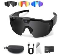 Générique 2026 Upgrade 4K HD Video Camera Baseball Glasses with - 32/64 Memory Smart Recording Sunglasses, Bluetooth Audio & Phone Connect, Non-Slip Silicone for Action Sports (Black-B,64GB)