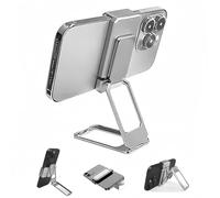 Générique 2026 Upgraded Back Clip Foldable Phone Holder, 360 Adjustable Cell Phone Metal Stands Compatible with All Types Smartphones (Sliver)