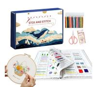 Générique 2026 Upgraded Embroidery Stitching Book Set | Linen Needle And Thread Embroidery Set, Stitching Sampler Book, Skill Building And Hobby Fun, For Learning Hobby Art Travel