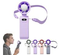 Générique 2026 Upgraded Portable Handheld Turbo Fan, Fast Cooling 3 in 1 Handheld Desk Neck Fan, Fast Cooling Handhelds Fans, Personal Fans with Lanyard for Travel, Outdoor, Home, Office (Purple)