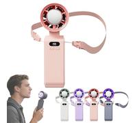 Générique 2026 Upgraded Portable Handheld Turbo Fan, Fast Cooling 3 in 1 Handheld Desk Neck Fan, Fast Cooling Handhelds Fans, Personal Fans with Lanyard for Travel, Outdoor, Home, Office (Pink)