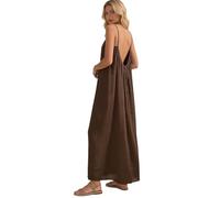 Générique 2026 Women's Casual Backless Spaghetti Strap Maxi Dress, Women Backless Long Spaghetti Dresses Casual Sundress (Brown,M)