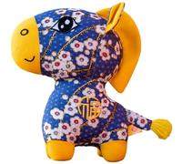 Générique 2026 Year of The Horse Chinese Plush Horse Ornament, Lucky Mascot Plush Doll, Chinese Zodiac Pony Plushs Toys with Plum Blossom,Peony Patterns, New Year Home Décor for Desktops,Car