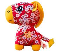 Générique 2026 Year of The Horse Chinese Plush Horse Ornament, Lucky Mascot Plush Doll, Chinese Zodiac Pony Plushs Toys with Plum Blossom,Peony Patterns, New Year Home Décor for Desktops,Car