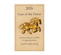 Générique 2026 Year of The Horse Lucky Resin Figurine - Clear Green Aventurine Horse Statue, Feng Shui Strength & New Beginnings Decor, Desktop Ornament Gift with Card for Family Friends (Yellow)
