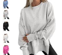 Générique 2026New Thumbhole Long Sleeve Hoodies Shirts,Fall Side Slit Pullover Top Teen Y2k Outfits, Cozy Casual Loose Slit Pullover Top Fall Outfits (Gray,TG)