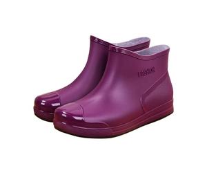 Générique 2027-Bottes de Pluie féminines Tendance Chaussures Aquatiques en à Basse Semelles antidérapantes intérieur doublé de Polaire Chaude première de propreté Amovible en Coton (Purple, 39)
