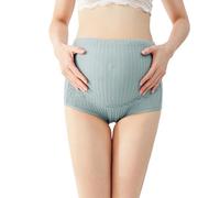 Générique 2027-Culotte de Grossesse Haute avec Soutien Abdominal Doux Respirant Côtelé Extensible Ajustable Dentelle Confortable sans Coutures Ceinture Post-Partum (Green, L)