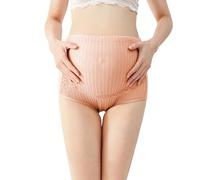 Générique 2027-Culotte de Grossesse Haute avec Soutien Abdominal Doux Respirant Côtelé Extensible Ajustable Dentelle Confortable sans Coutures Ceinture Post-Partum (Orange, M)