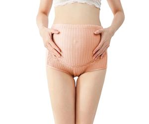 Générique 2027-Culotte de Grossesse Haute avec Soutien Abdominal Doux Respirant Côtelé Extensible Ajustable Dentelle Confortable sans Coutures Ceinture Post-Partum (Orange, L)