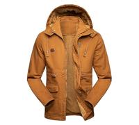 Générique 2027 - Men's Winter Workwear Jacket Medium Long Casual Textured Warm Thickened Outdoor Coat (Yellow, XXXXXL)
