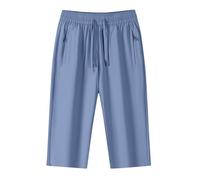 Générique 2027-Pantalon décontracté d'été avec Doublure en Soie glacée Coupe ajustée et Trois Poches zippées pour Un Confort Respirant idéal Quotidien (Sky Blue, XL)