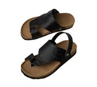 Générique 2027-Sandales Filles Été Paillettes Rétro Plateforme Épaisses Confortables Plage Décontractées Légères Orteils Séparés Grandes Souples Polyvalentes (Black, 34 Big Kids)