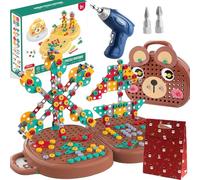 Générique 204 PièCes La Boite A Outils Montessori,Boite A Outils Enfant Montessori avec Perceuse Electrique en Jouet Libere La Creativite Et Limagination De Votre Enfant (Brun)