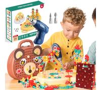 Générique 204 PièCes La Boite A Outils Montessori,Boite A Outils Enfant Montessori avec Perceuse Electrique en Jouet Libere La Creativite Et Limagination De Votre Enfant (Jaune)