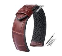 Générique 20mm 22mm 24mm Bracelet mixte cuir et silicone bracelet de remplacement homme avec boucle Pour Rolex Pour Citizen(24mm,Brown pin buckle)
