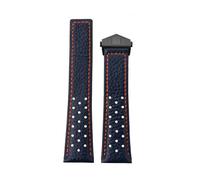Générique 22 mm Compatible avec TAG for Heuer MONACO CARRERA CAW211R/P Bracelet de montre en cuir respirant boucle pliable vache imprimé litchi for homme(Blue Orange Black)