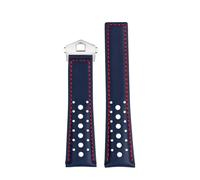 Générique 22 mm Compatible avec TAG for Heuer MONACO CARRERA CAW211R/P Bracelet de montre en cuir respirant boucle pliable vache imprimé litchi for homme(B Blue red silver)