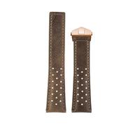 Générique 22 mm Compatible avec TAG for Heuer MONACO CARRERA CAW211R/P Bracelet de montre en cuir respirant boucle pliable vache imprimé litchi for homme(Grey Rose gold)