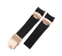 Générique 22 mm Compatible avec Ulysse Nardin Bracelet de montre en caoutchouc silicone 263 DIVER d'extrémité incurvée Étanche Accessoires for hommes métal(A-black rose)
