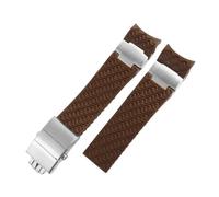 Générique 22 mm Compatible avec Ulysse Nardin Bracelet de montre en caoutchouc silicone 263 DIVER d'extrémité incurvée Étanche Accessoires for hommes métal(A-brown silver)