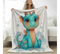 Générique 220 x 240 cm Couverture Plaid Flanelle, Moelleuse Chaudes Légères Crème Couvertures - Mignon Animal Dragon Imprimé Douillet Plaid Couverture pour Canapé et Lit