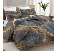 Générique 220x240 cm Couette Imprimée Réversible Luxe marbre Texture Gris - Couette sans Housse, Micro-Duvet Gonflant 400g/m², Douceur Peau de Pêche, Literie Toutes Saisons avec Taies 65x65cm